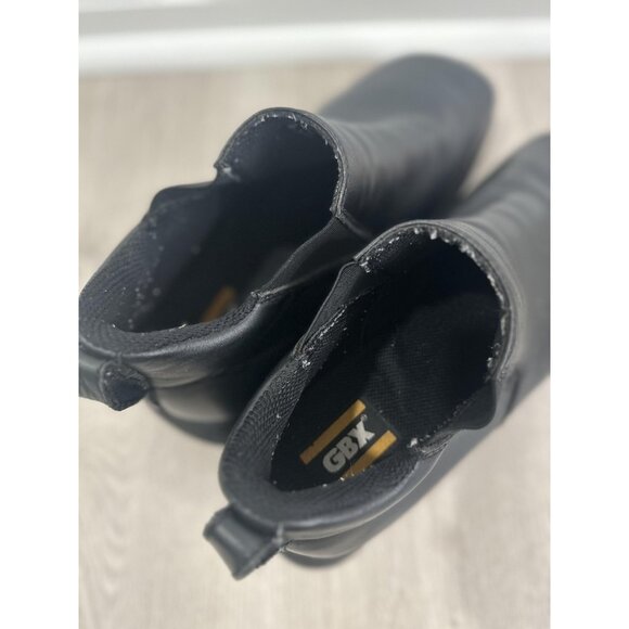 GBX Boots Mens Size 12 Black Leather Slip On Chelsea Ankle Square Toe Comfort - Picture 5 of 9